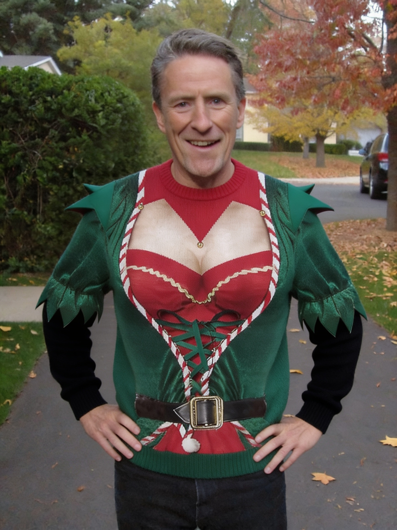 Bad Taste Club Christmas sweater outfit